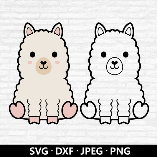 Cute Llama SVG, Llama Vector, Farm Animal design, Llama Outline Clipart, Kids Baby Animal Girl Shirt, Llama cut files Digital Download