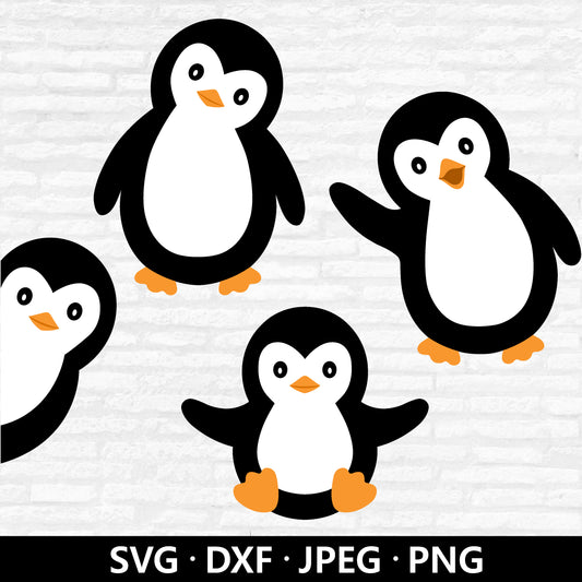 Baby Penguin SVG, Penguin Bundle SVG, Penguin Clipart, Penguin Cut Files, Penguin Layered files, Winter Christmas animals Digital Download