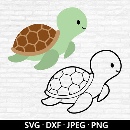 Sea Turtle SVG, Cute Turtle Vector, Turtle Outline Clipart, Baby Shower Gift PNG, Nursery Animals Shirt, Turtle Cut files Digital Download