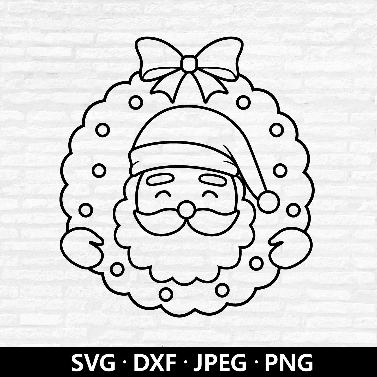 Santa Wreath SVG, Christmas Santa Vector, Cute Santa PNG, Funny Santa Clipart, Santa Face DXF, Xmas Holiday Cut files Digital Download