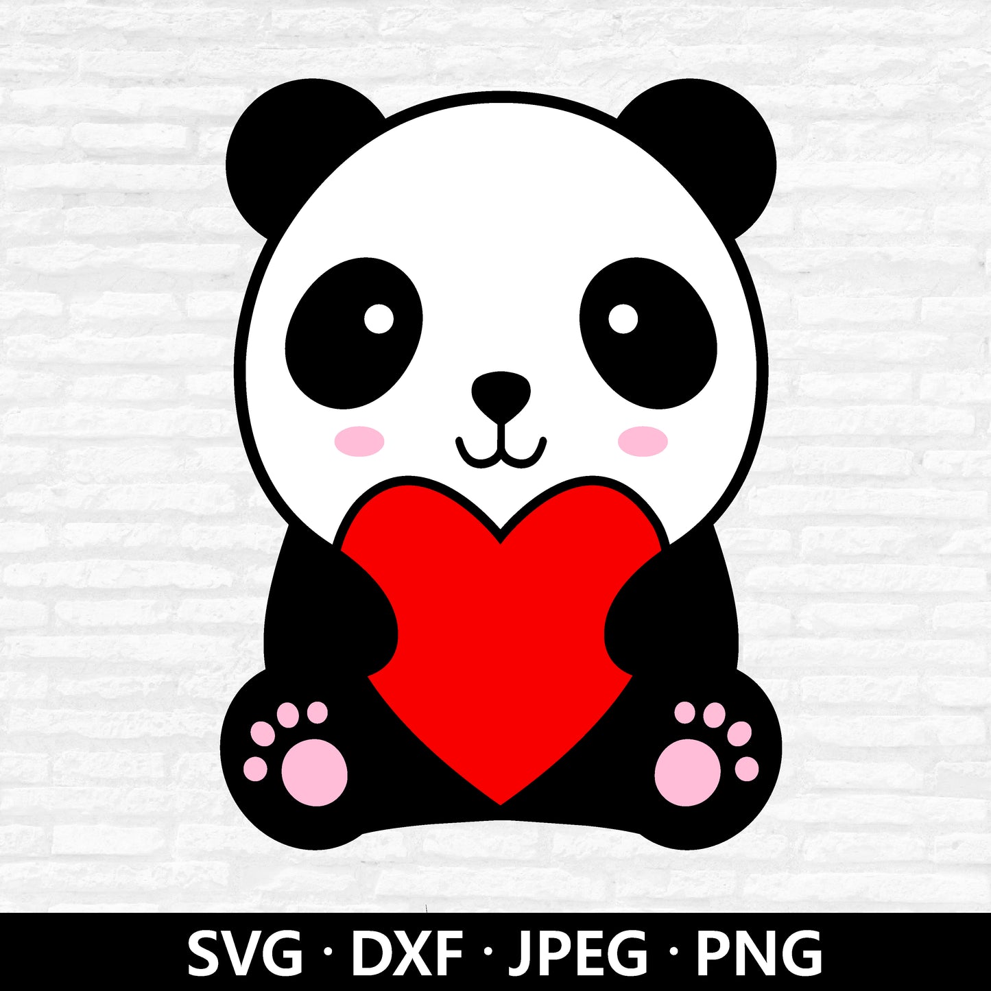 Panda Heart SVG, Cute Baby Panda valentine Vector, Valentine's Day Cut File, Panda Clipart, Valentine Animal Cut files Digital Download