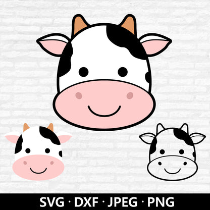 Cow Face Svg, Cow svg, Cow Head PNG, Cute Boy Girl Kid Cow Farmhouse Clipart, Cute animal clipart, Baby Cow Cut files Digital Download