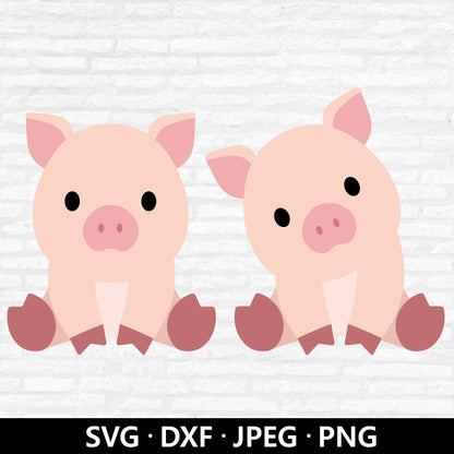 Cute Pig SVG, Pig Vector files, Baby Animal Clipart, Nursery svg, Farm Animal Dxf, Pig Cutting File, Farm animals Cut files Digital Download