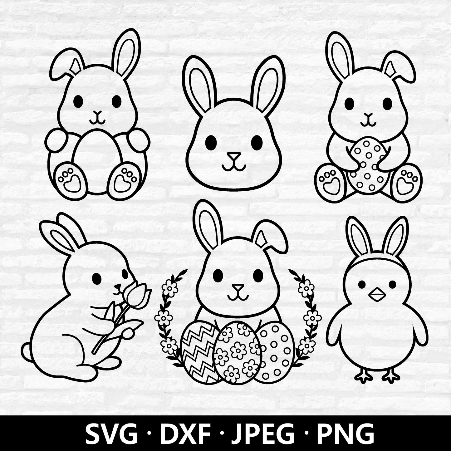 Easter Bunny Outline Bundle (Digital Download)