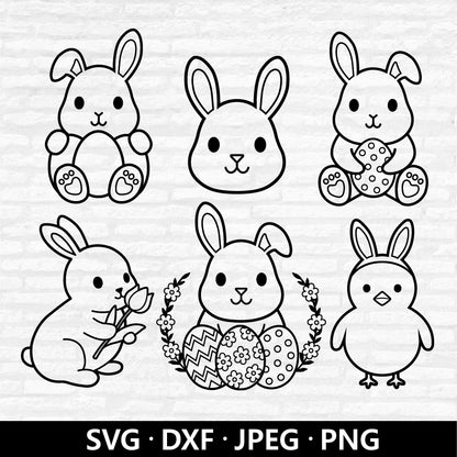 Easter Bunny Outline Bundle (Digital Download)