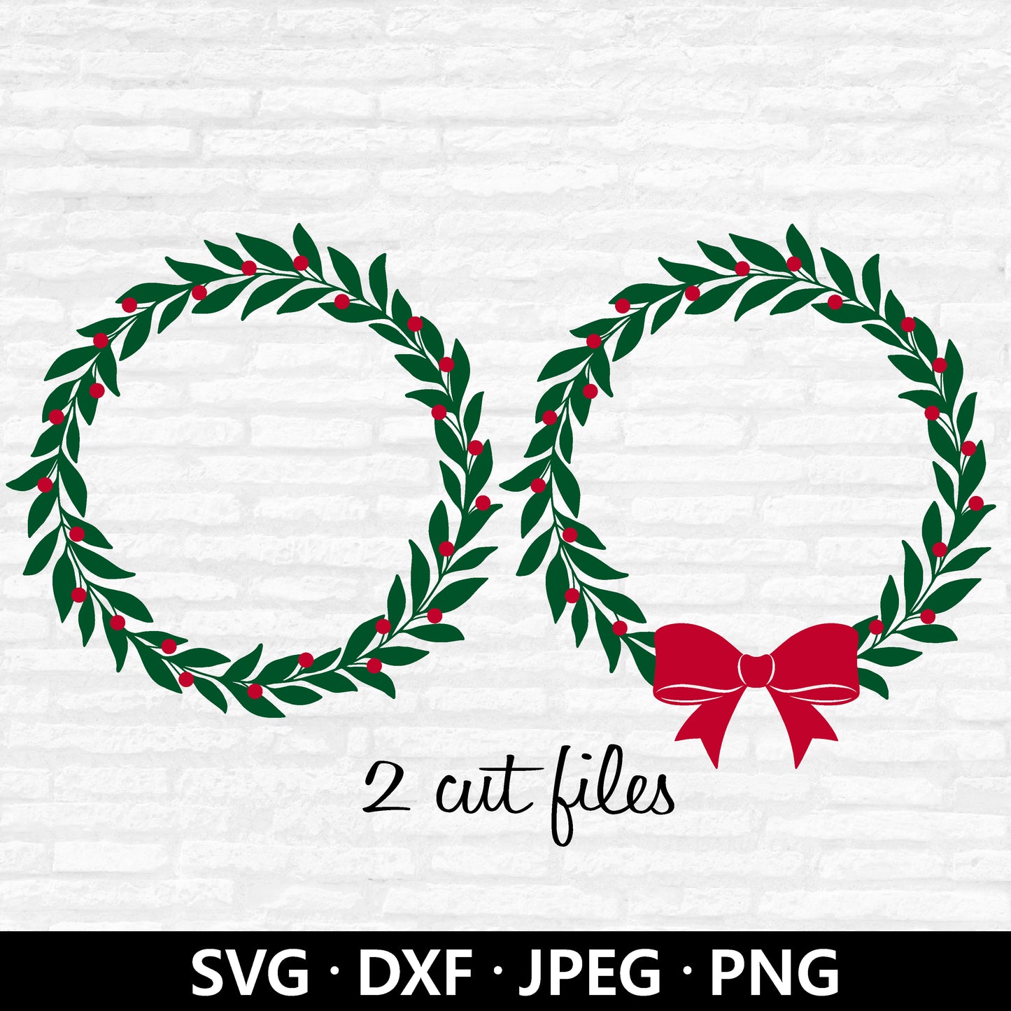 Christmas Wreath SVG, Holly Wreath SVG, Christmas Decor svg, Christmas svg, Holiday Wreath svg, Cricut and Silhouette, Digital download