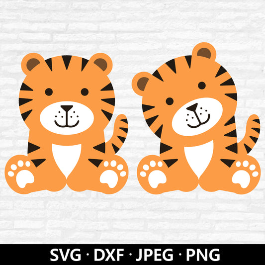 Cute Tiger SVG, Baby Tiger Vector, Kids Animal Shirt PNG, Layered files, Cartoon Tiger clipart, Jungle Animal Cut files Digital Download