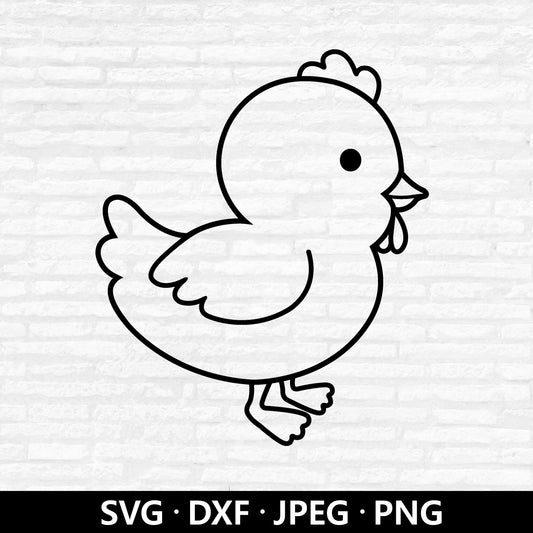 Chicken Outline SVG file, Cute Chick Vector, Baby Chicken Sign DXF, Farmhouse Animal Clipart, Cute Chicken Cut files Digital Download