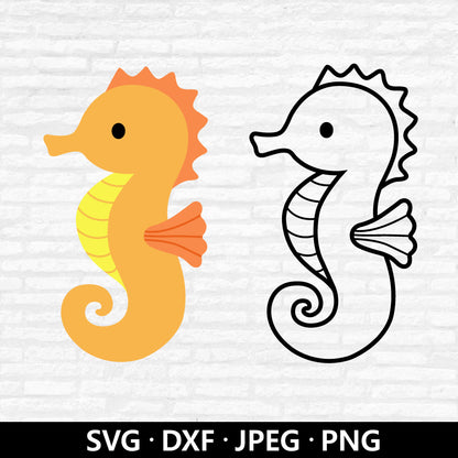 Cute Seahorse SVG, Sea Animals, Seahorse Clipart, Baby Shower PNG, Seahorse Outline, Ocean Marine Beach Animal Cut files Digital Download