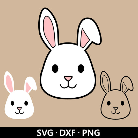 Bunny Face SVG, Easter Bunny Vector, Easter Png, Rabbit Dxf, Cute Animal Face Clipart, Bunny Head, Bunny Outline Cut files Digital Download