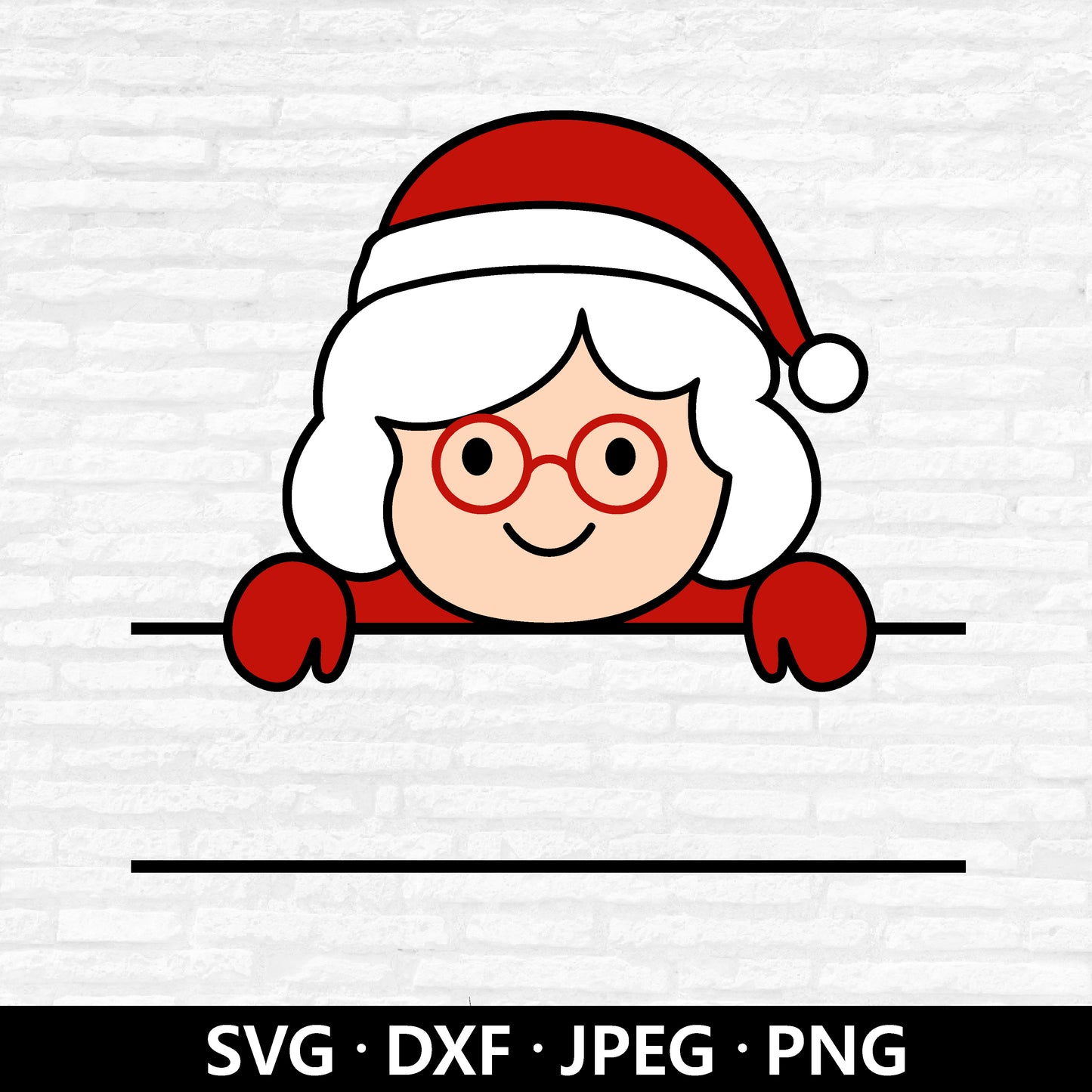 Mrs. Claus Monogram SVG, Christmas Clipart, Mrs Santa Name Label Frame PNG, Split Monogram, Cute Baby Kids Xmas Cut files Digital Download