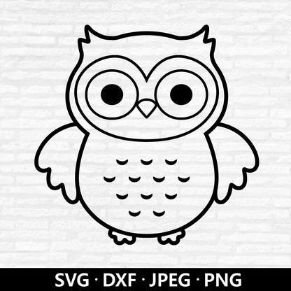 Owl Outline SVG, Cute Owl Cut file, Baby Shower Girl Shirt Svg, Owl Clipart, Cute animal svg, Owl Birthday shirt cut files Digital Download