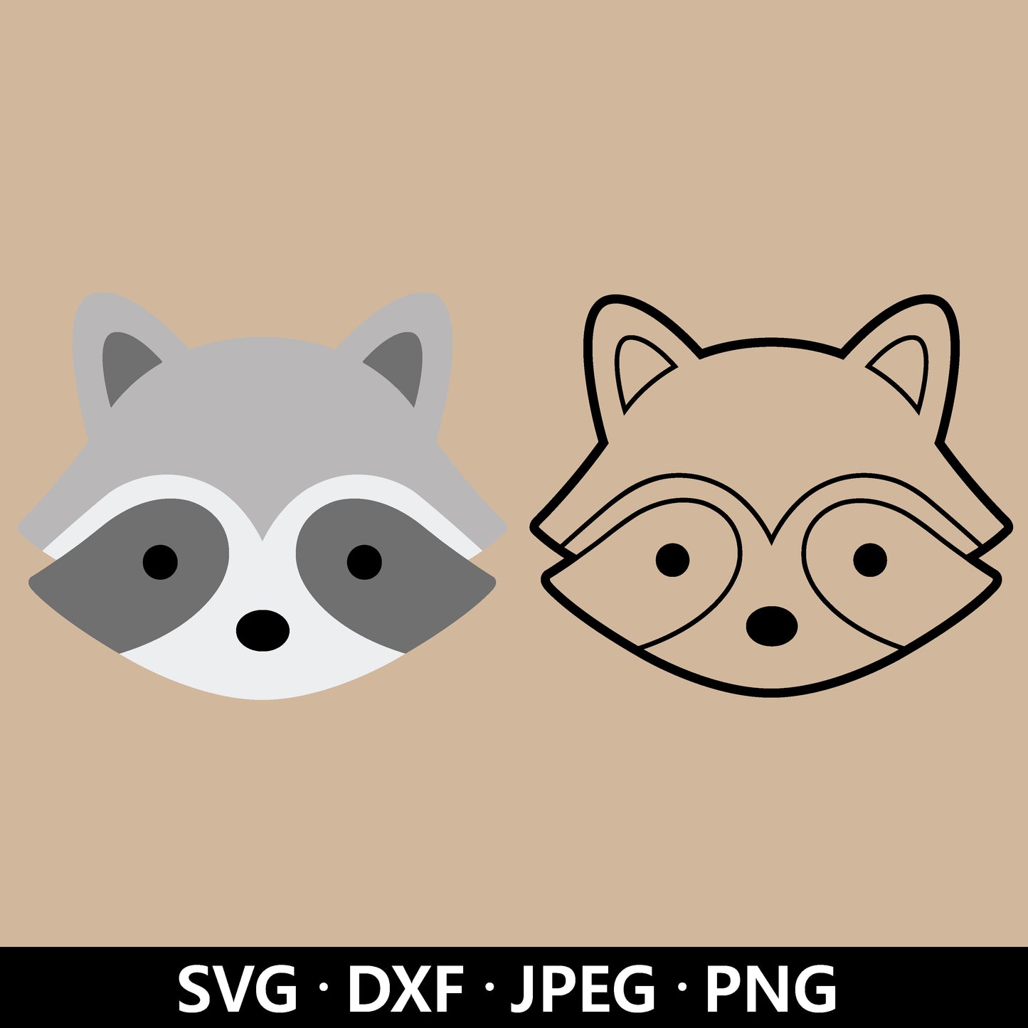 Raccoon Face SVG, Raccoon Cutting file, Woodland animal clipart, Nursery Forest Woodland Animal, Raccoon Outline cut files Digital Download