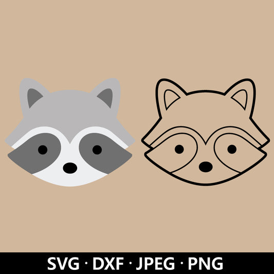 Raccoon Face SVG, Raccoon Cutting file, Woodland animal clipart, Nursery Forest Woodland Animal, Raccoon Outline cut files Digital Download