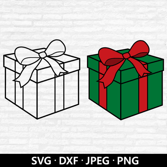 Christmas Gift SVG, Present SVG, Gift Box Vector, Christmas Presents Clipart, Xmas Gift Box Cut Files, Holiday gift PNG Digital Download