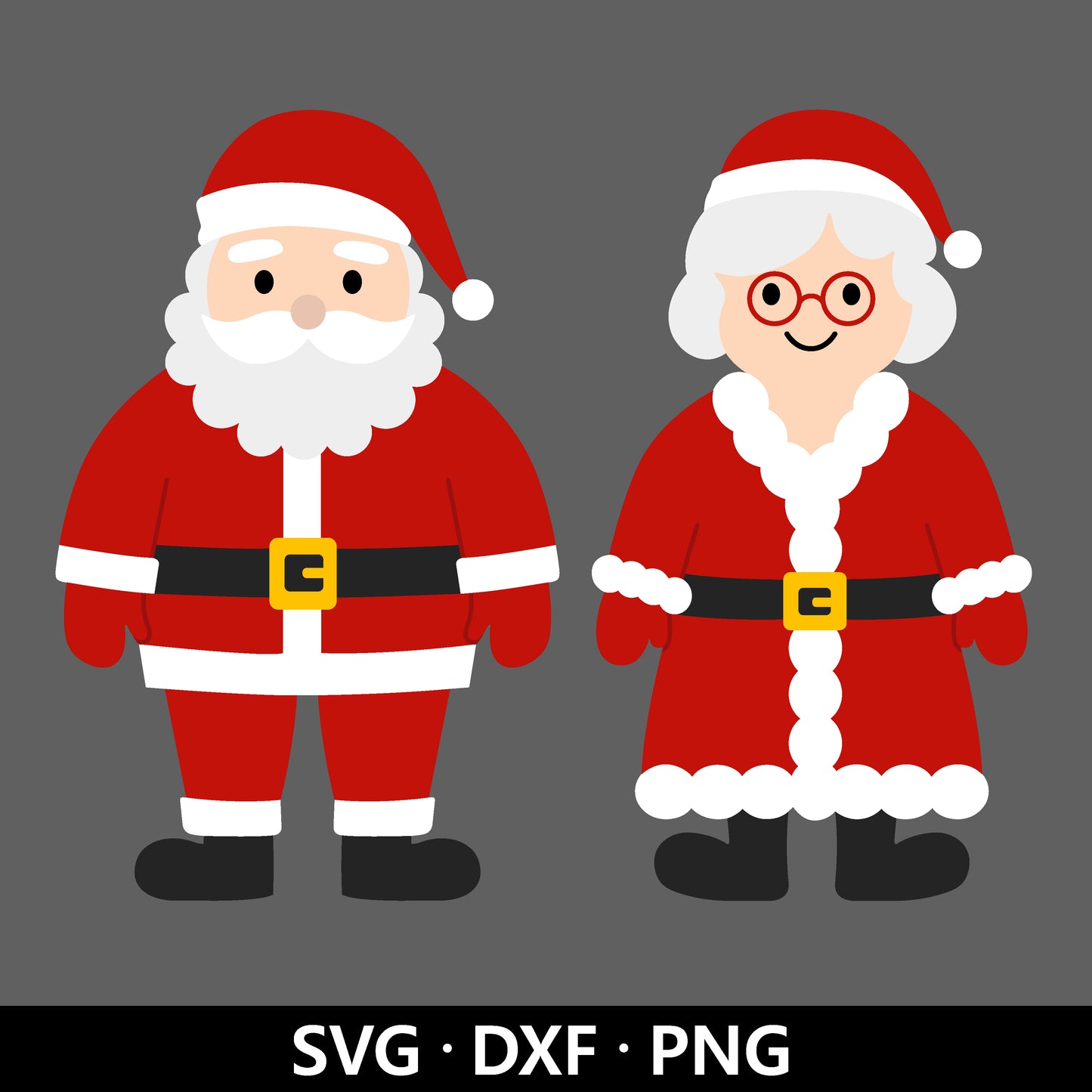 Santa and Mrs Claus SVG, Christmas Shirt Clipart, Cute Santa layered files, Xmas Winter Holiday Santa Ornament Cut files Digital Download