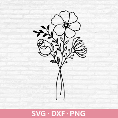 Flower Bouquet SVG, Floral Vector, Flower Dxf, Wildflower Svg, Flower Clipart, Birth month SVG, Flower tattoo cut files Digital Download