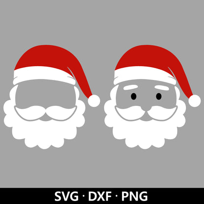 Santa Claus Beard and Hat SVG, Santa Claus Face Vector, Xmas Holiday Winter Christmas Shirt PNG, Santa Claus Cut files Digital Download