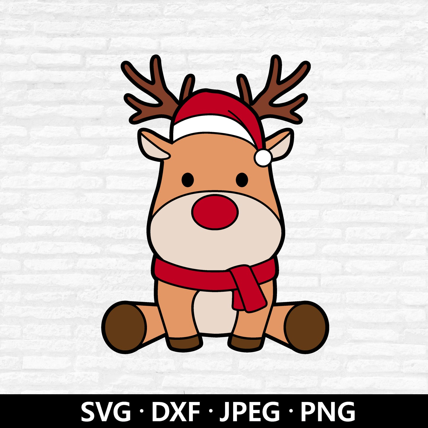 Christmas Reindeer SVG, Reindeer Santa Hat Dxf, Cute Reindeer Clipart, Christmas Shirt PNG, Holiday Cutting File , Reindeer Cut Files Digital Download