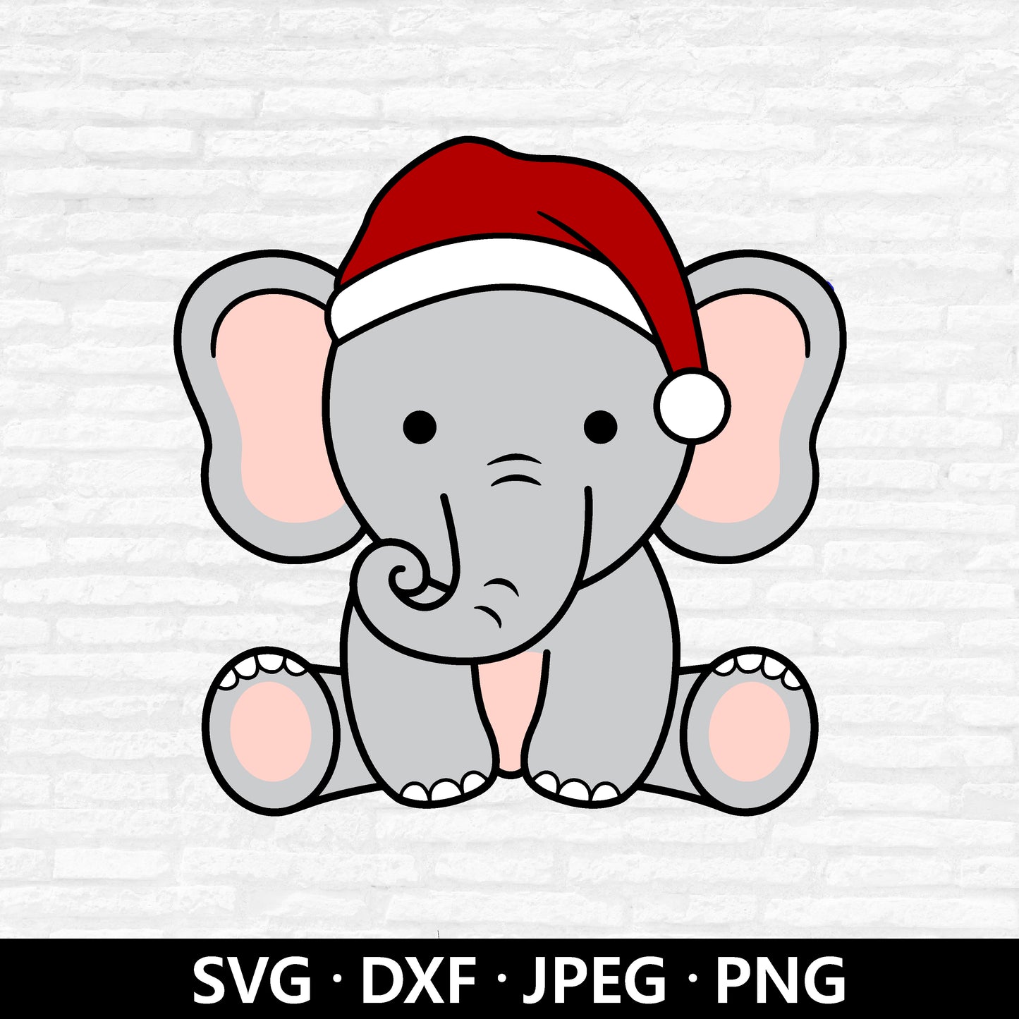 Christmas Elephant SVG, Cute Elephant Girl cut file, Holiday Elephant Clipart, Sitting Elephant Animal Cutting files Digital Download