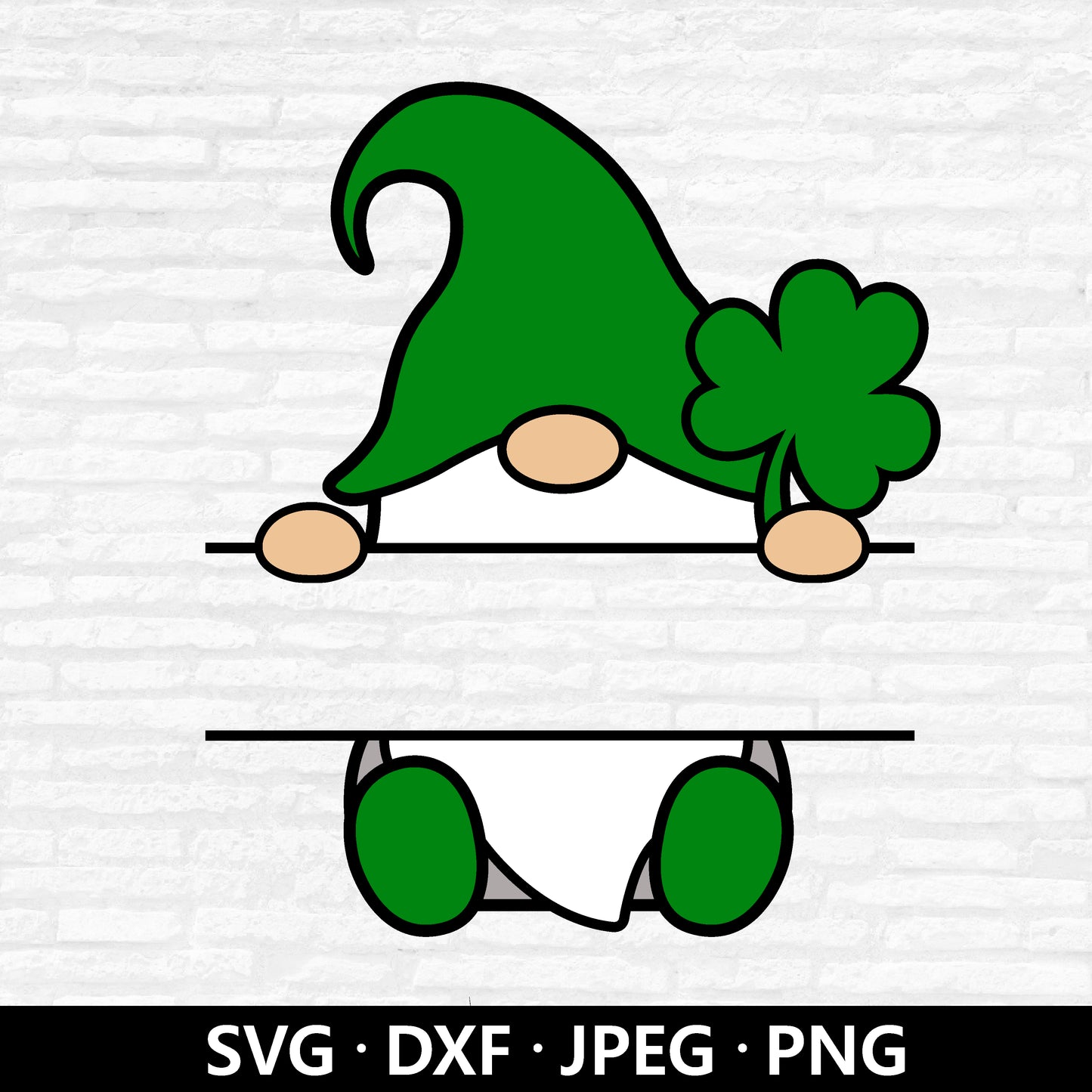 St Patricks Day Gnome SVG, Gnome Name Frame Vector, Gnome Clipart, Gnome Monogram PNG, Gnome Split Monogram Cut Files Digital Download