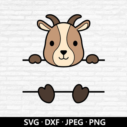Goat Monogram SVG, Cute Goat Vector, Split Monogram PNG, Jungle Animal DXF, Baby Shower Shirt, Goat Name Frame cut files Digital Download