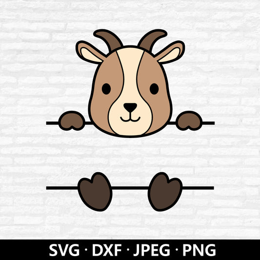 Goat Monogram SVG, Cute Goat Vector, Split Monogram PNG, Jungle Animal DXF, Baby Shower Shirt, Goat Name Frame cut files Digital Download