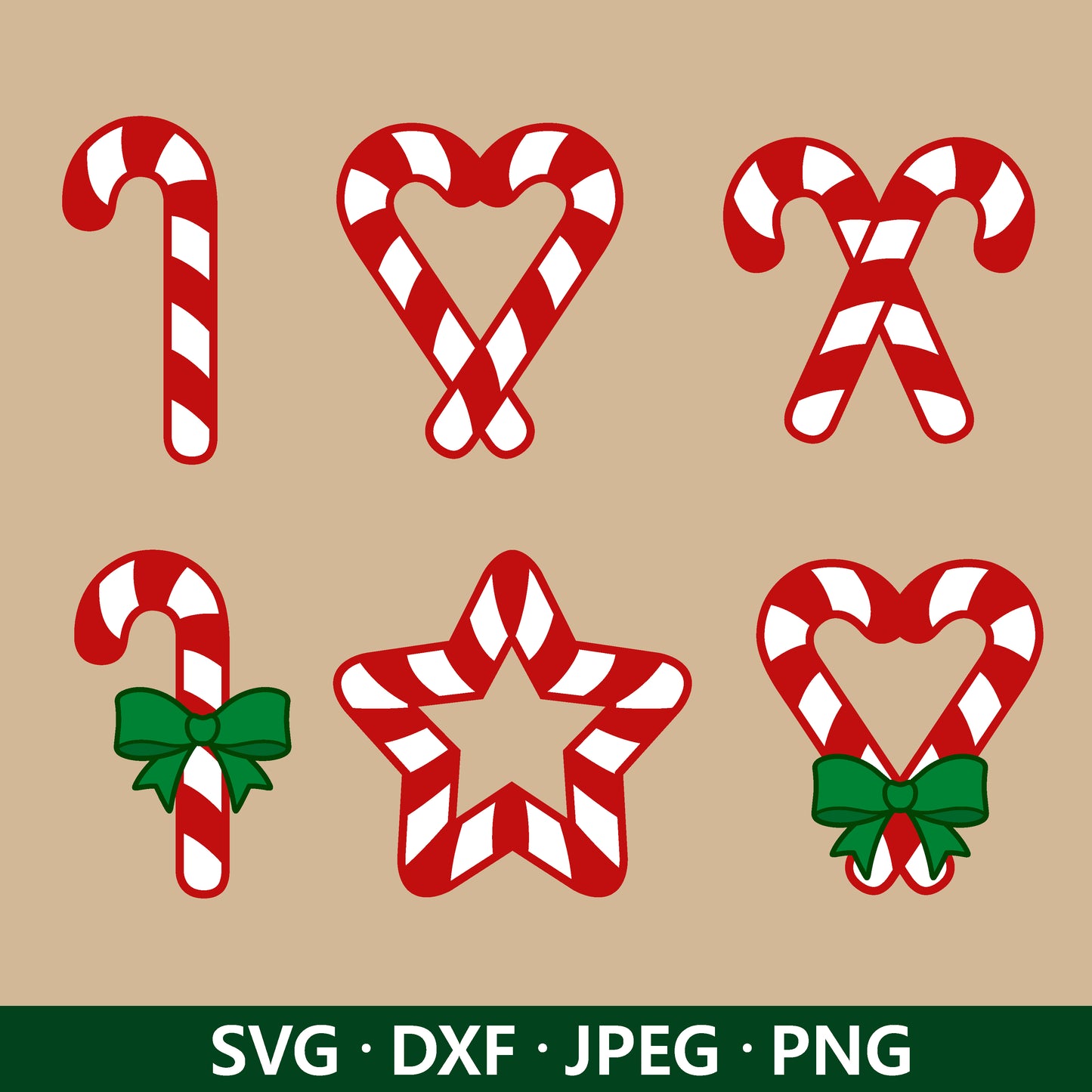 Christmas Candy SVG, Candy Cane SVG bundle, Christmas Clipart, Candy Cane with Bow SVG, Holiday Sweets Peppermint Cut files Digital Download