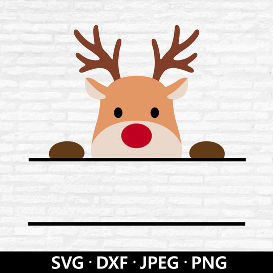 Reindeer Monogram SVG, Reindeer Frame Vector, Christmas Xmas Holiday Name Frame PNG, Split Monogram, Customize with name Digital Download