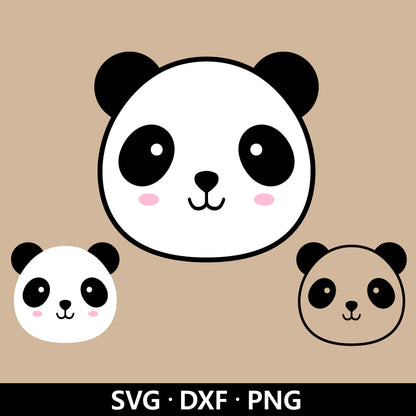 Panda Face Svg, Cute Panda Svg, Panda head clipart, Cartoon Panda cutting file, Cuttable animal vector, Cute panda cut file Digital Download