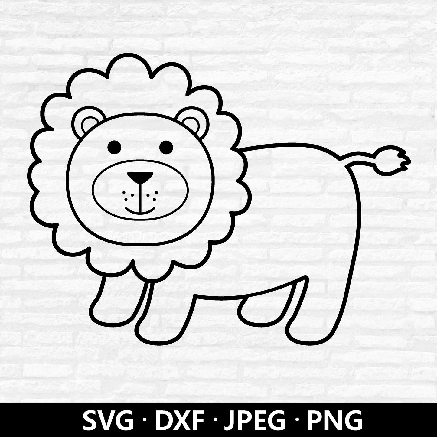 Lion Outline SVG, Baby Lion Vector, Cute Lion Clipart, Safari Animal Dxf file, Animal Outline Clipart, Lion Cut files Digital Download