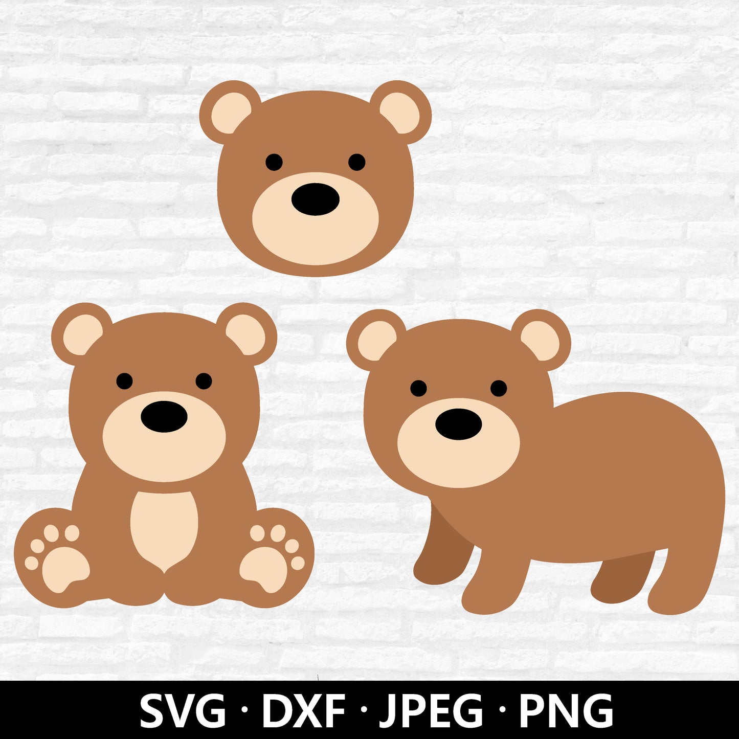 Cute Bear SVG bundle, Bear Face Vector. Brown Bear Shirt, Baby Shower Clipart, Bear layered files, Zoo animals cut files Digital Download