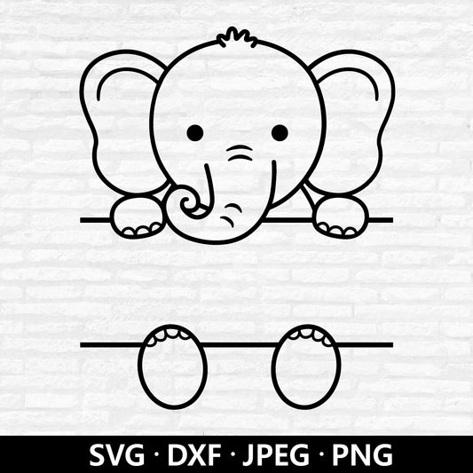 Elephant Monogram SVG, Baby Elephant Vector, Cute Animals clip art, Baby Shower Shirt, Safari Animal  Elephant Cut files Digital Download