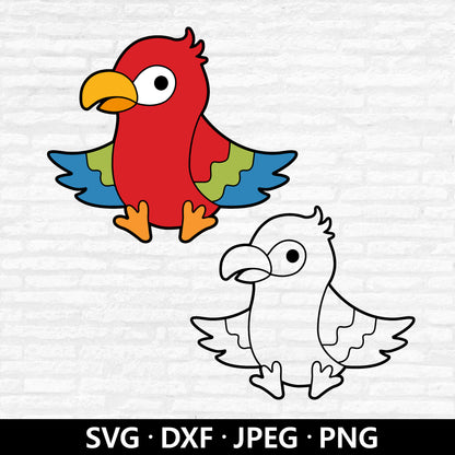 Cute Parrot SVG, Parrot Vector, Parrots clipart, Safari Animals PNG, Layered file, Baby Parrot Outline Cutting files Digital Download