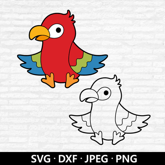 Cute Parrot SVG, Parrot Vector, Parrots clipart, Safari Animals PNG, Layered file, Baby Parrot Outline Cutting files Digital Download