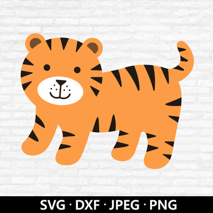 Tiger SVG, Baby Tiger Vector, Cute animal Kids Shirt SVG, Tiger Layered files, Tiger clipart, Safari Animals cut files Digital Download