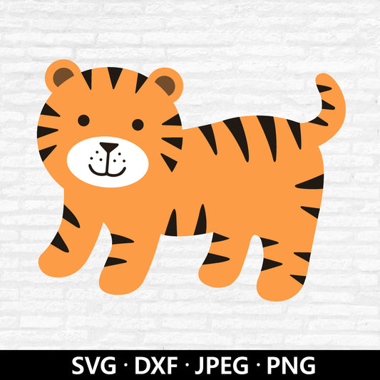 Tiger SVG, Baby Tiger Vector, Cute animal Kids Shirt SVG, Tiger Layered files, Tiger clipart, Safari Animals cut files Digital Download