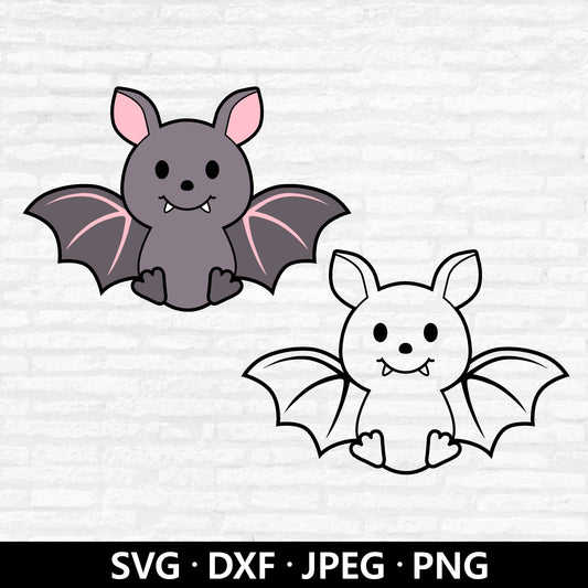 Cute Bat SVG, Halloween Bat Cutting Files, Spooky Season, Kids Shirt PNG, Bat Vector, Flying Bat Animal Outline Cut Files Digital Download