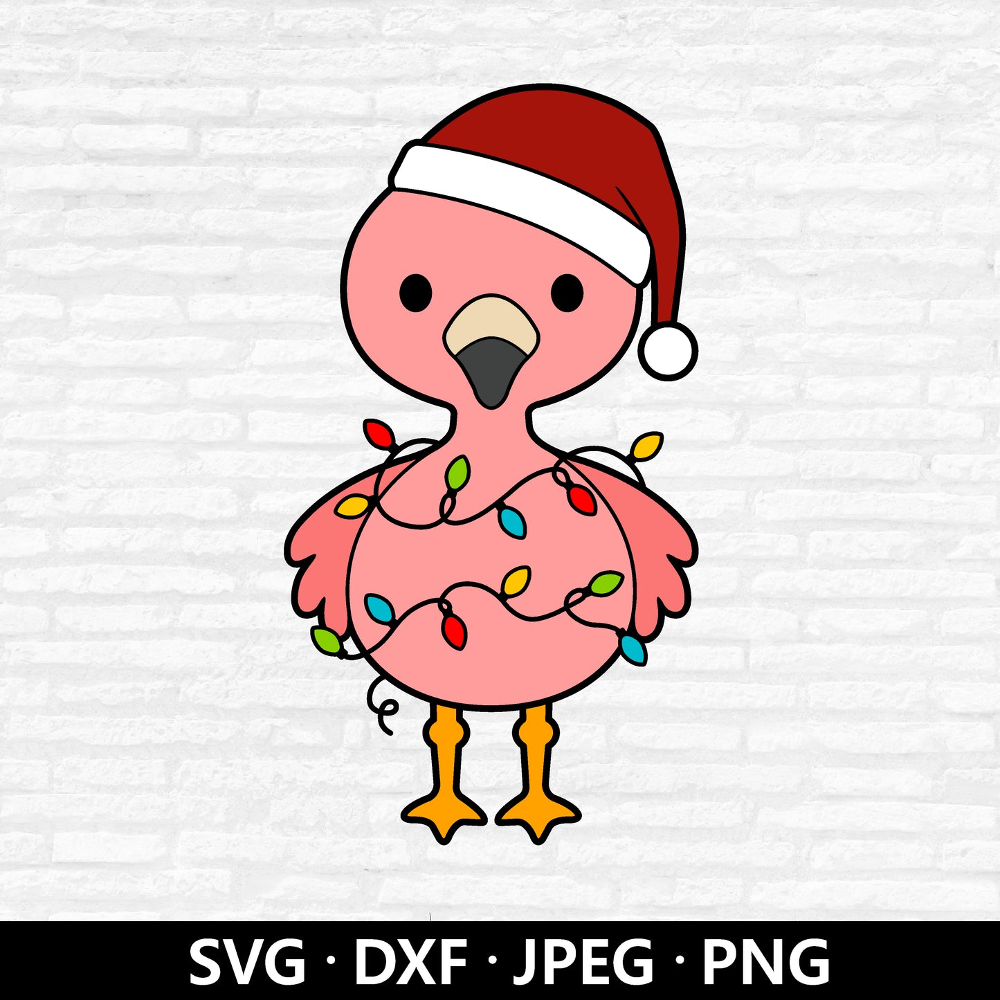 Christmas Flamingo SVG files, Flamingo Santa hat Vector, Holiday Light Cut File, Baby Flamingo Clipart, Xmas animal Cut files Digital Download