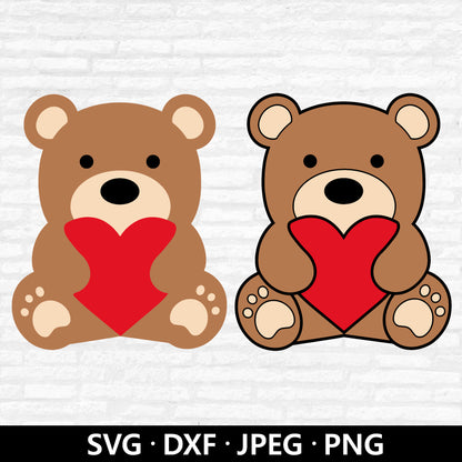 Valentine's Bear SVG, Cute Bear layered files DXF, Valentine Clipart, valentine Vector files, valentine bear Cut files Digital Download