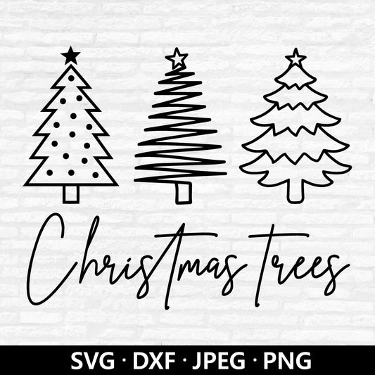 Christmas trees SVG, Christmas Quotes PNG, Xmas Holiday gift DXF, Winter Trees Clipart, Christmas Shirt Cut Files Digital Download