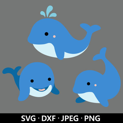 Dolphin SVG Bundle, Cute dolphins SVG, Sea animal Png, Ocean Vector, Dolphin DXF, Baby dolphin clipart, Whale Cut Files Digital Download