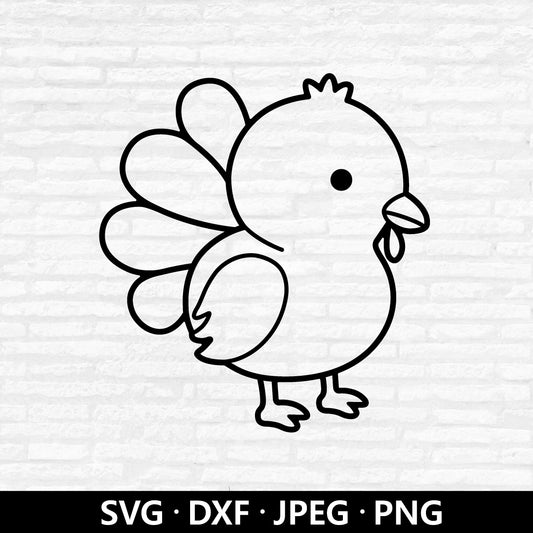 Thanksgiving Turkey SVG, Cute Turkey Vector, Baby Turkey Clipart, Cute Animal Cut file, Thanksgiving Day Cutting files Digital Download