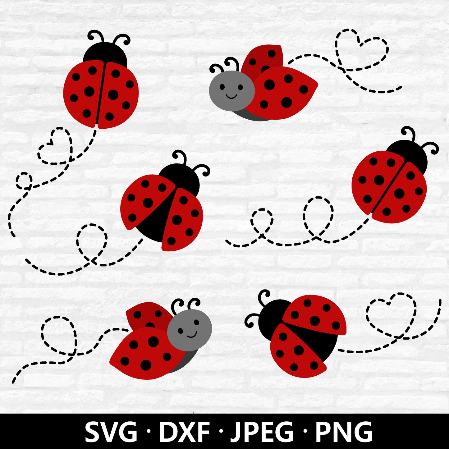 Ladybug Bundle SVG, Ladybug cutting file, Insects Cut File, Ladybug Clipart, Bugs PNG, Ladybug Path SVG bundle dotted lines Digital Download