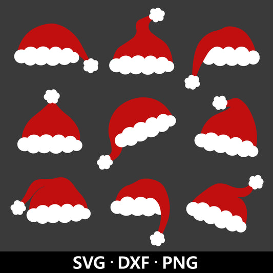 Santa Hat SVG Bundle, Christmas Hat cut file, Winter Xmas Hat Clipart, Santa Claus hat, Holiday Winter Kids Shirt Cut files Digital Download