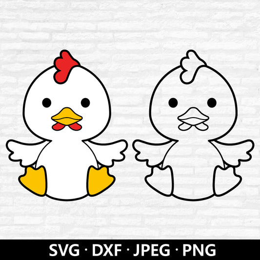 Chicken SVG file, Cute Chick PNG, Baby Chicken Clipart, Farmhouse Animal vector file, Kids animal deco, Chicken Cut files Digital Download