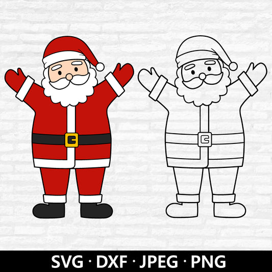 Christmas Santa Claus SVG, Cute Santa layered, Funny Santa Outline Clipart, Christmas Xmas Holiday Winter Santa Cut files Digital Download