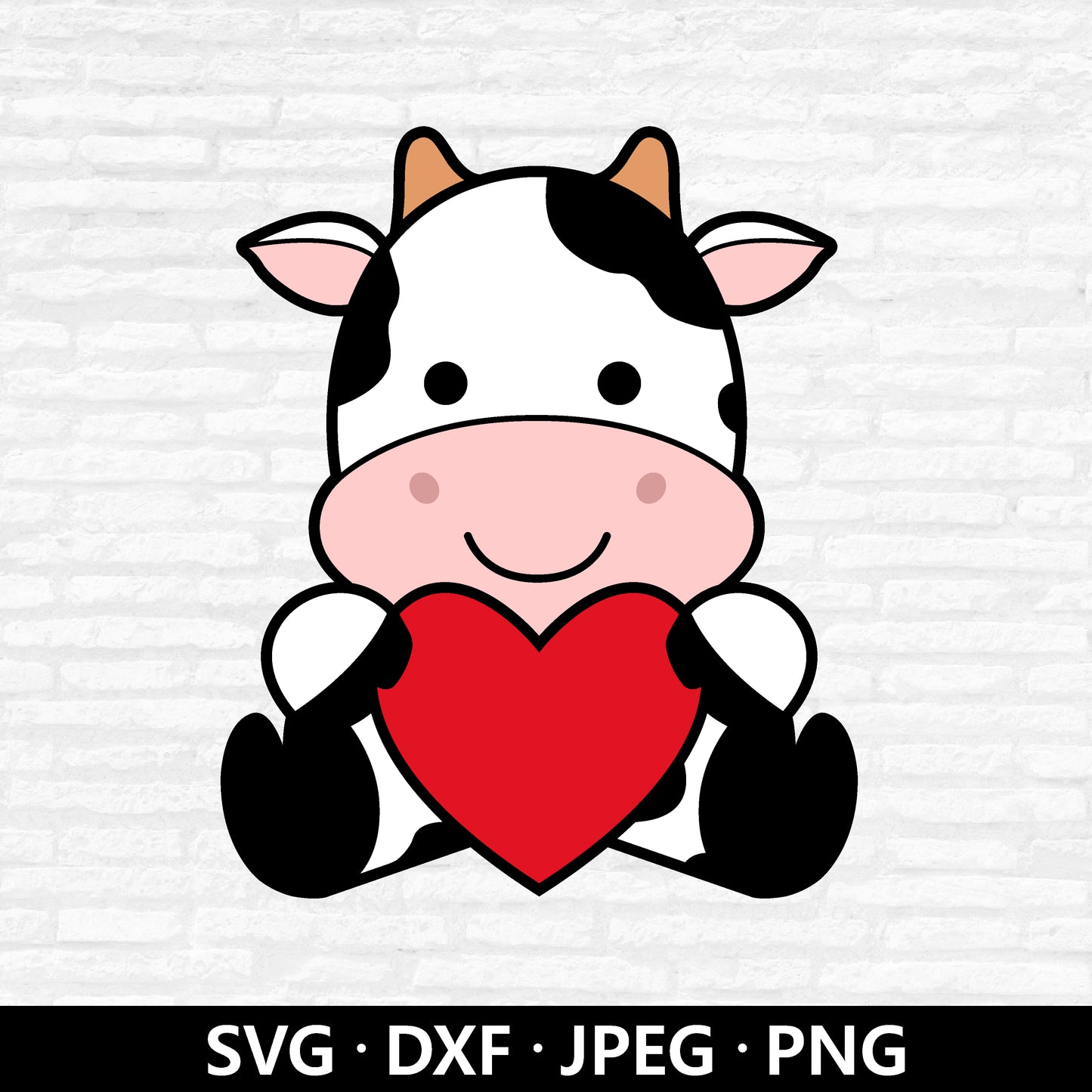 Valentine Cow SVG, Cow with Heart Vector, Birthday Cow Clipart, Cute Cow Love Cutting file, Boy Girls Cow shirt Cut files Digital Download