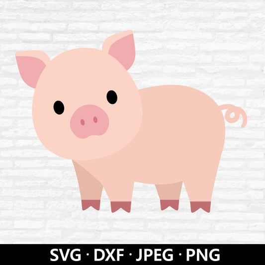 Pig SVG Files, Cute Pig Vector, Farm Animal Clipart, Nursery animal Farmhouse Pig Svg, Zoo animal Dxf file, Pig Cut files Digital Download