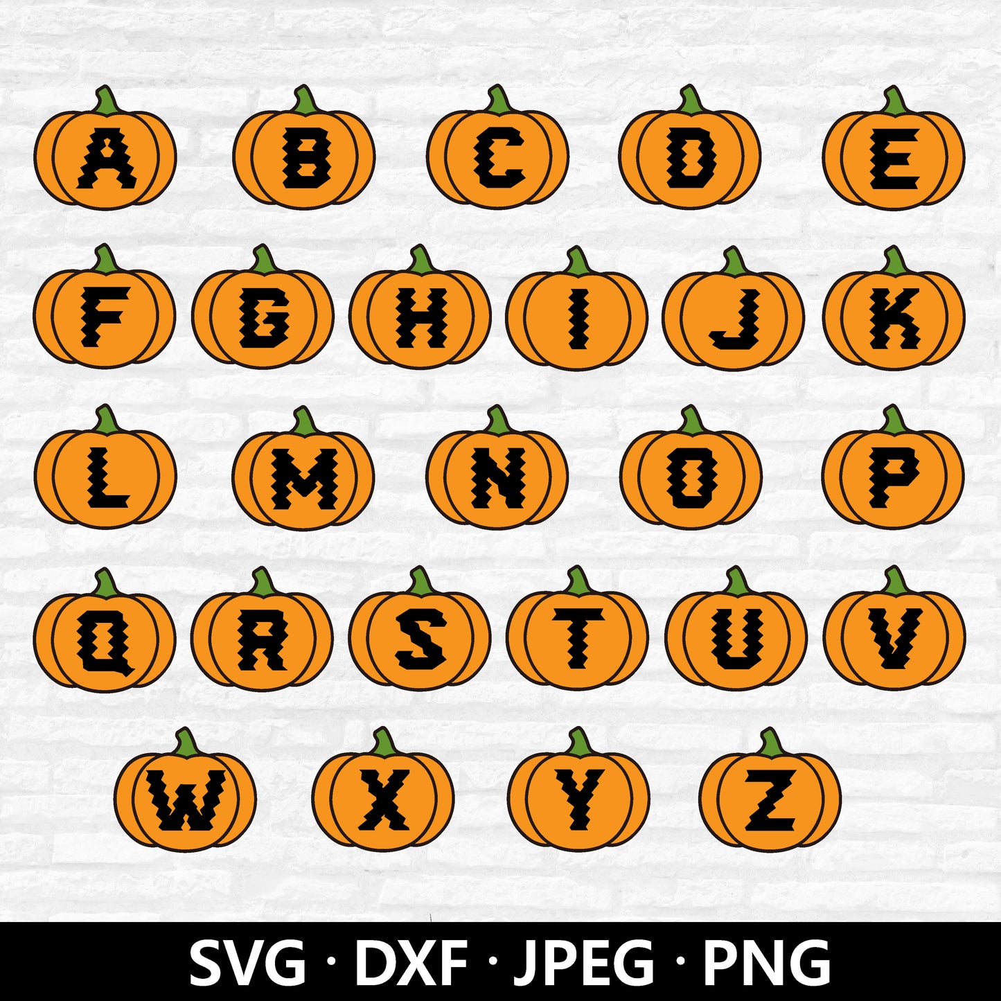 Pumpkin Monogram Svg, Pumpkin Vector, Pumpkin Alphabet Svg, Thanksgiving letters, Halloween Clipart, Pumpkin Cut Files Digital Download